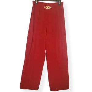 Vintage 90s Red Rayon Super High Waisted Trousers